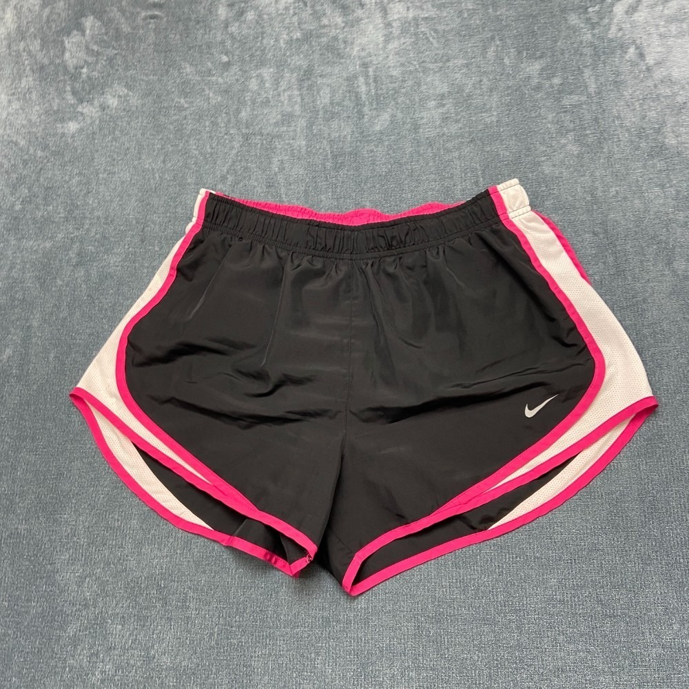 Nike Dri Fit Athletic Running Shorts Womens Large White Black Elastic Waist Gym